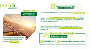CERBRANORTE ALERTA SOBRE IRREGULARIDADES EM INSTALAÇÕES DE MICRO E MINIGERAÇÃO