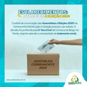 ADIAMENTO DAS ASSEMBLEIAS E ELEIÇÕES 2020