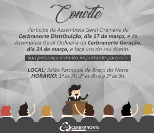 CERBRANORTE REALIZARÁ DUAS ASSEMBLEIAS EM MARÇO