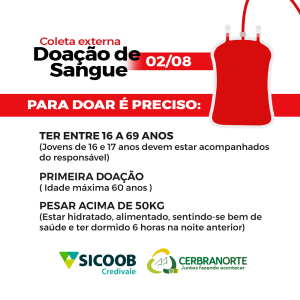 Cerbranorte, Sicoob e Hemosc unidos em parceria para realização de Coleta de Sangue. Intercooperação para salvar vidas!